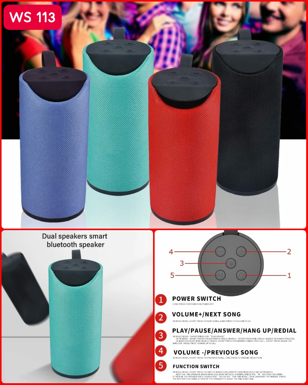 WS-113 Portable Wireless Speaker