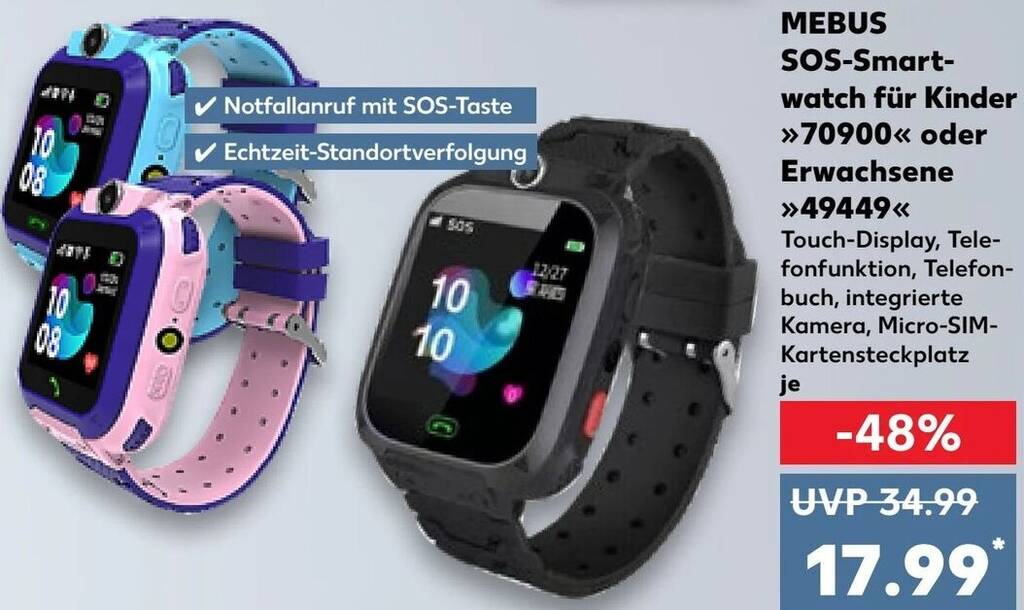 Mebus Smart Watch for kids (Sim Card + GPS)